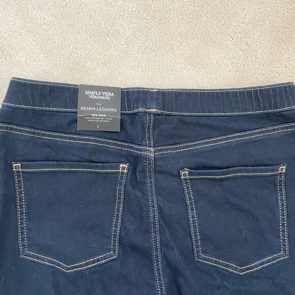 Simply Vera Vera Wang Mid Rise Navy Blue Large Denim Legging - Picture 4 of 6